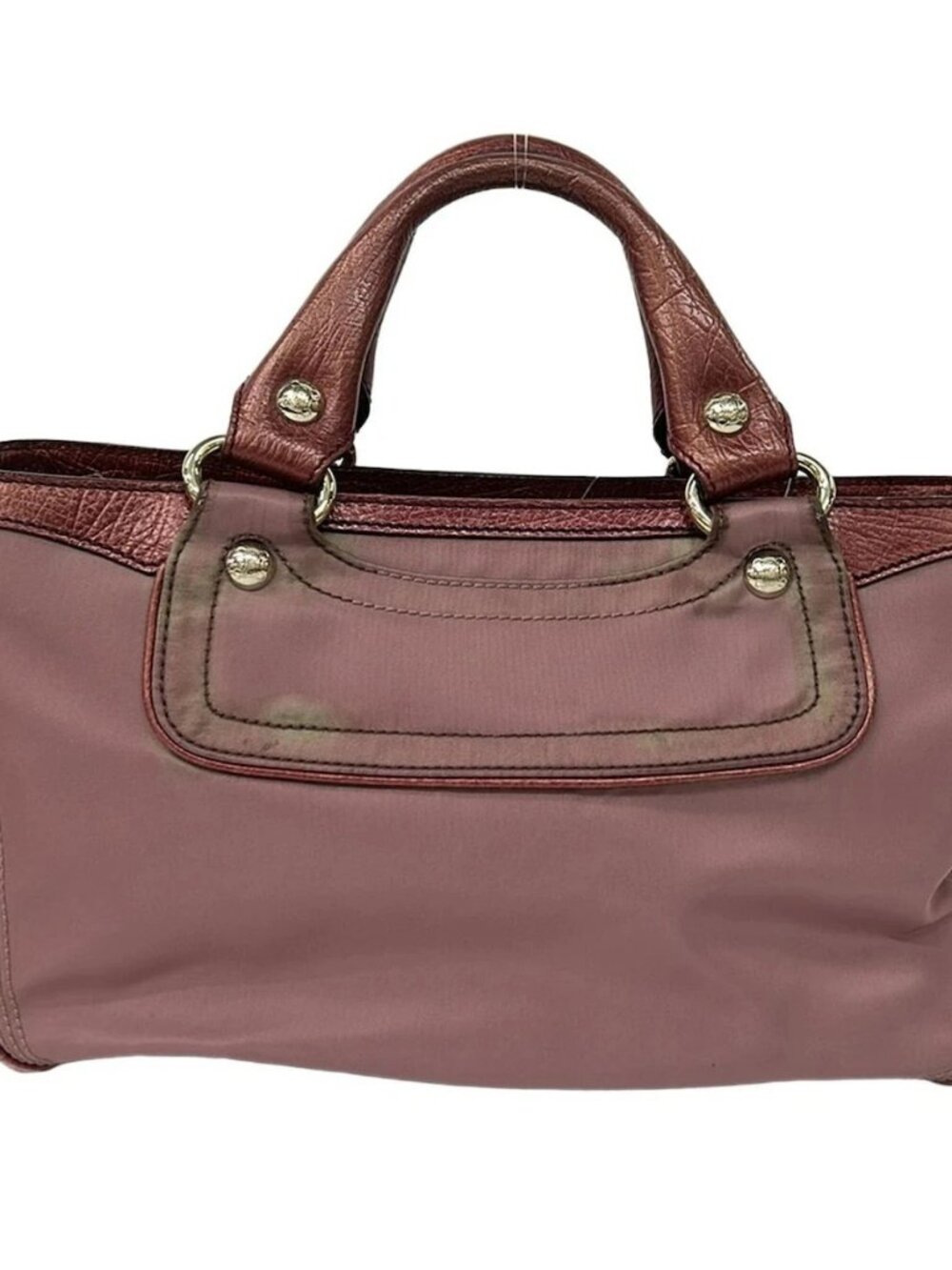 CELINE - Red Nylon Leather Handbag - Picture 2 of 10